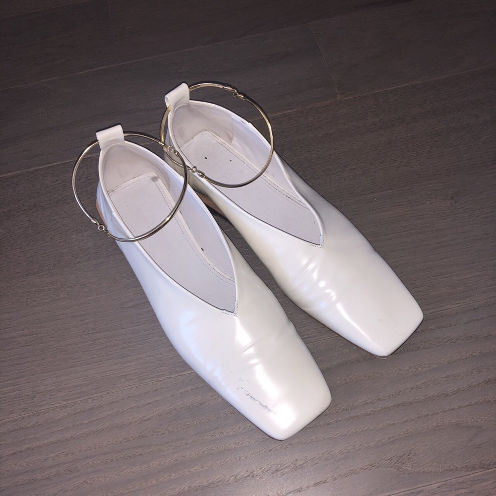 Jill Sander removable anklet ballerinas in white